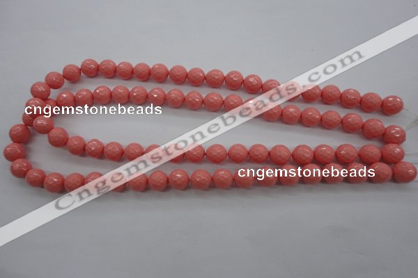 CSB1178 15.5 inches 10mm faceted round shell pearl beads
