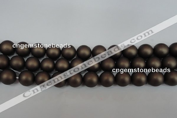 CSB1334 15.5 inches 12mm matte round shell pearl beads wholesale