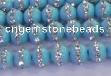 CSB1510 15.5 inches 6mm round shell pearl with rhinestone beads