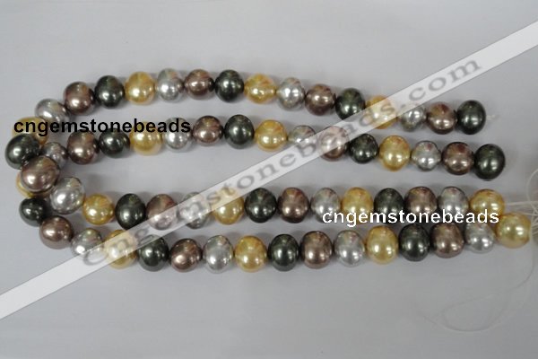 CSB158 15.5 inches 12*15mm – 13*16mm oval mixed color shell pearl beads