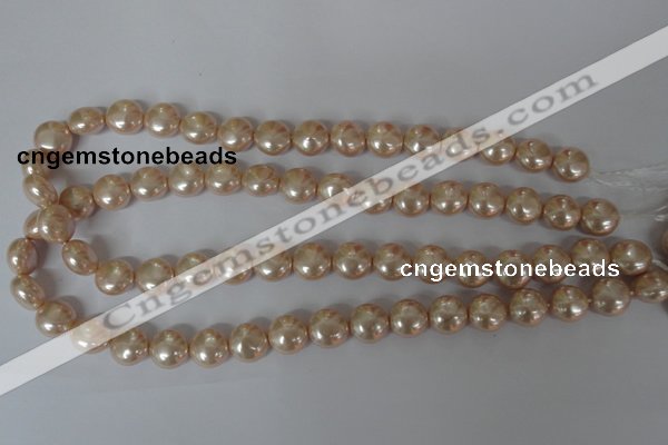 CSB180 15.5 inches 12mm flat round shell pearl beads wholesale