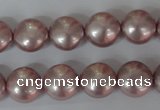 CSB181 15.5 inches 12mm flat round shell pearl beads wholesale