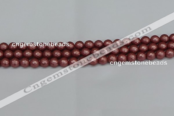 CSB1861 15.5 inches 6mm faceetd round matte shell pearl beads