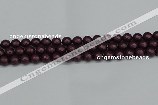 CSB1882 15.5 inches 8mm faceted round matte shell pearl beads