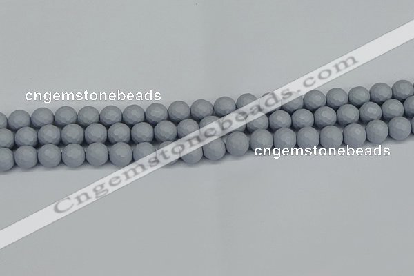 CSB1932 15.5 inches 8mm faceted round matte shell pearl beads