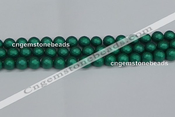 CSB2003 15.5 inches 10mm faceted round matte shell pearl beads