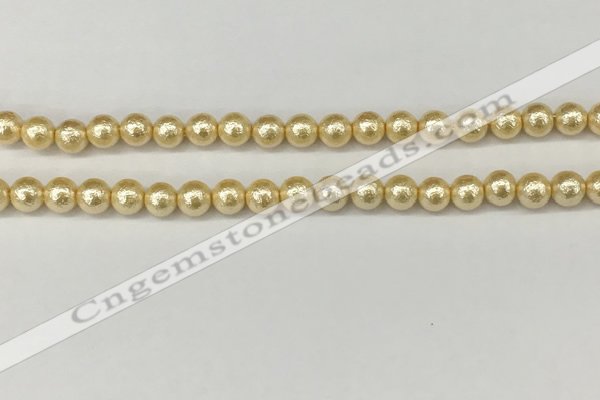 CSB2220 15.5 inches 4mm round wrinkled shell pearl beads wholesale