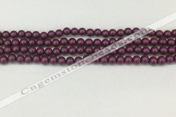 CSB2250 15.5 inches 4mm round wrinkled shell pearl beads wholesale