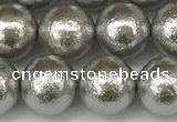 CSB2303 15.5 inches 10mm round wrinkled shell pearl beads wholesale