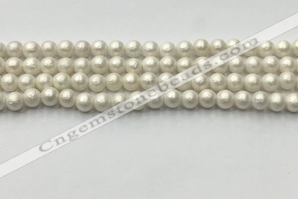 CSB2361 15.5 inches 6mm round matte wrinkled shell pearl beads