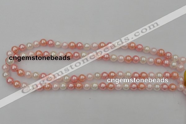 CSB302 15.5 inches 8mm round mixed color shell pearl beads