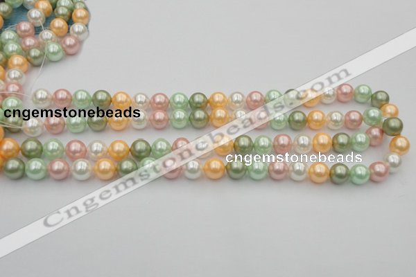 CSB329 15.5 inches 10mm round mixed color shell pearl beads