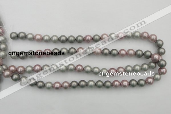 CSB341 15.5 inches 10mm round mixed color shell pearl beads