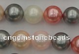 CSB376 15.5 inches 14mm round mixed color shell pearl beads