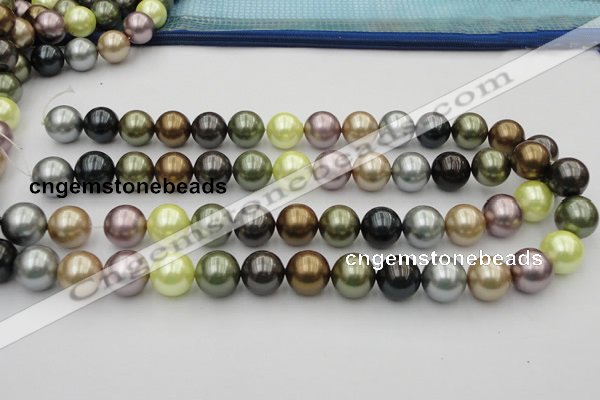 CSB381 15.5 inches 14mm round mixed color shell pearl beads