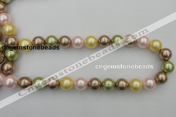 CSB393 15.5 inches 16mm round mixed color shell pearl beads