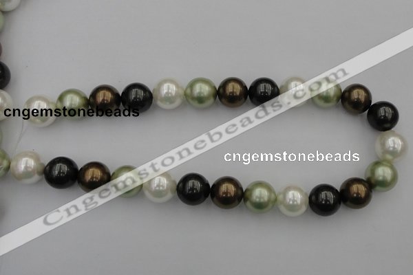 CSB396 15.5 inches 16mm round mixed color shell pearl beads
