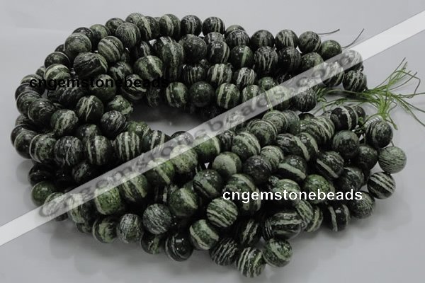 CSJ06 15.5 inches 14mm round green silver line jasper beads wholesale