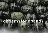 CSJ15 15.5 inches 10*15mm egg-shaped green silver line jasper beads