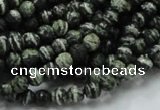 CSJ63 15.5 inches 6mm faceted round green silver line jasper beads