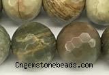 CSL174 15 inches 12mm faceted round silver leaf jasper gemstone beads