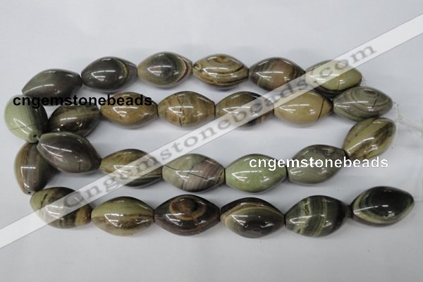 CSL25 15.5 inches 20*30mm rice silver leaf jasper beads wholesale