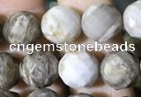 CSL93 15.5 inches 8mm faceted round sliver leaf jasper beads