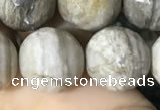 CSL96 15.5 inches 14mm faceted round sliver leaf jasper beads
