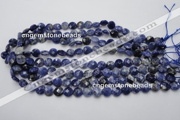 CSO37 15.5 inches 10mm faceted coin sodalite gemstone beads