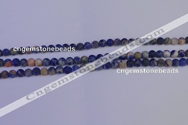 CSO520 15.5 inches 4mm round matte orange sodalite beads wholesale