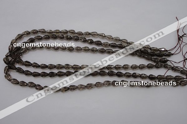 CSQ242 6*10mm faceted teardrop grade AA natural smoky quartz beads