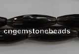 CSQ262 15.5 inches 10*30mm faceted rice natural smoky quartz beads