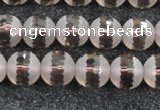 CSQ508 15.5 inches 10mm faceted round matte smoky quartz beads