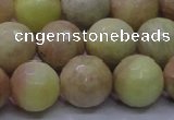 CSS615 15.5 inches 14mm faceted round yellow sunstone gemstone beads