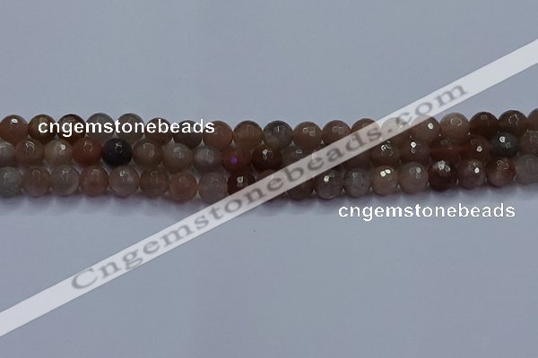 CSS642 15.5 inches 8mm faceted round sunstone gemstone beads