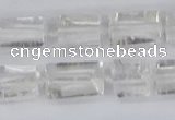 CTB730 15.5 inches 6*10mm - 8*12mm faceted tube white crystal beads