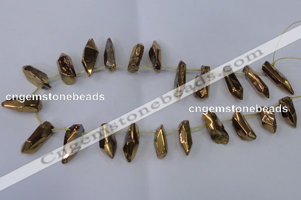 CTD1152 Top drilled 8*20mm - 10*30mm sticks plated quartz beads