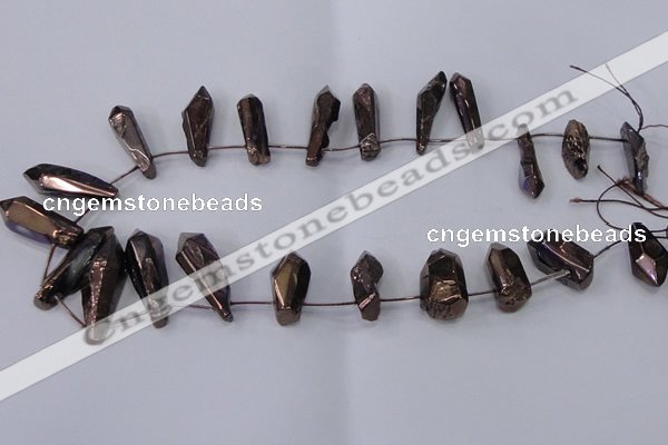 CTD1153 Top drilled 8*20mm - 10*30mm sticks plated quartz beads