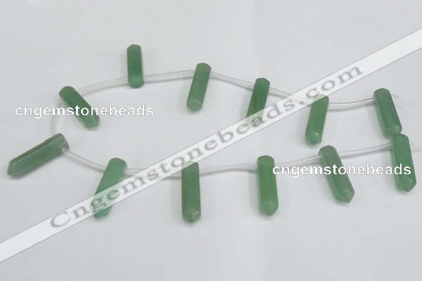 CTD1802 Top drilled 10*30mm - 10*32mm sticks green aventurine beads