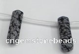 CTD1813 Top drilled 10*30mm - 10*32mm sticks snowflake obsidian beads
