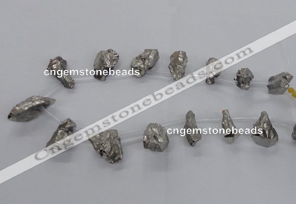 CTD1933 Top drilled 12*20mm - 25*35mm nuggets plated amethyst beads