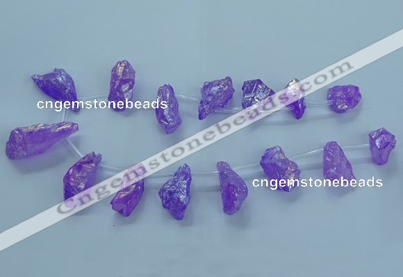 CTD2623 Top drilled 10*25mm - 20*45mm nuggets plated druzy quartz beads