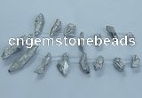 CTD2631 Top drilled 10*25mm - 20*45mm nuggets plated druzy quartz beads