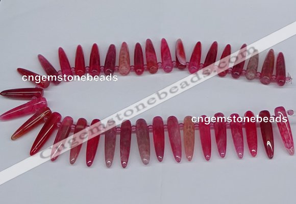 CTD2726 Top drilled 8*35mm bullet agate gemstone beads wholesale