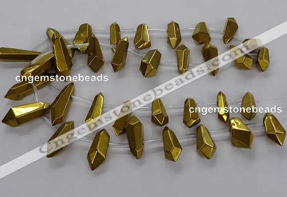 CTD2874 Top drilled 10*20mm - 15*50mm sticks plated quartz beads