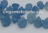 CTD3628 Top drilled 8*10mm - 10*14mm flat teardrop aquamarine beads