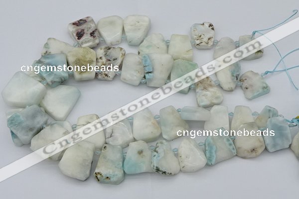 CTD3642 Top drilled 15*20mm - 25*30mm freeform larimar gemstone beads