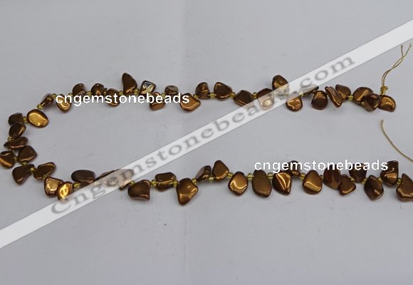 CTD3676 Top drilled 5*8mm - 10*14mm freeform plated white crystal beads