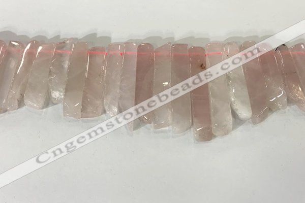 CTD3721 Top drilled 8*20mm - 10*50mm sticks rose quartz beads