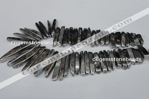 CTD529 Top drilled 10*25mm - 10*60mm wand plated agate beads